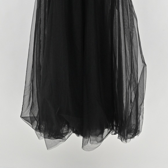 Black Strapless Tulle Corset Dress Size S Fairy Grunge Whimsigoth Sequin Gown - Picture 11 of 12